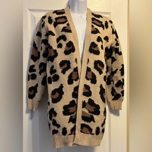 Leopard Print Open Front Cardigan